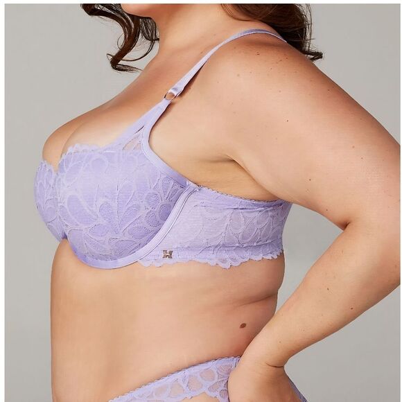 NWT Savage X Fenty | Not Sorry Lined Lace Bra In Purple Lavender, Womens 34DDD - Picture 2 of 10
